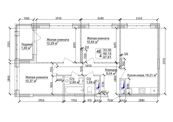 
   Продам 4-комнатную, 69.62 м², 7 высот, дом 6а

. Фото 9.