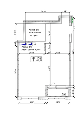 
   Продам 2-комнатную, 48.82 м², 7 высот, дом 6а

. Фото 3.