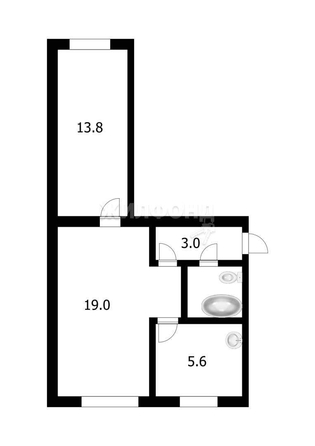 
   Продам 2-комнатную, 44.4 м², Матросова ул, 38

. Фото 3.