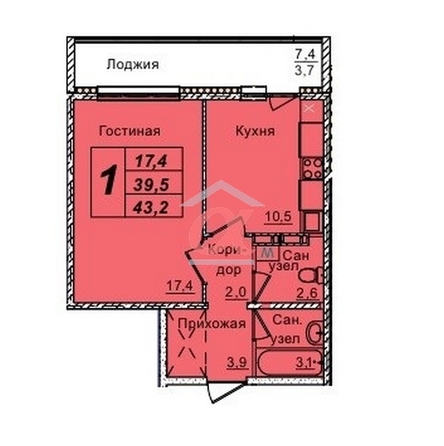 
   Продам 1-комнатную, 43.2 м², Серебряный бор ул, 24 к5

. Фото 24.