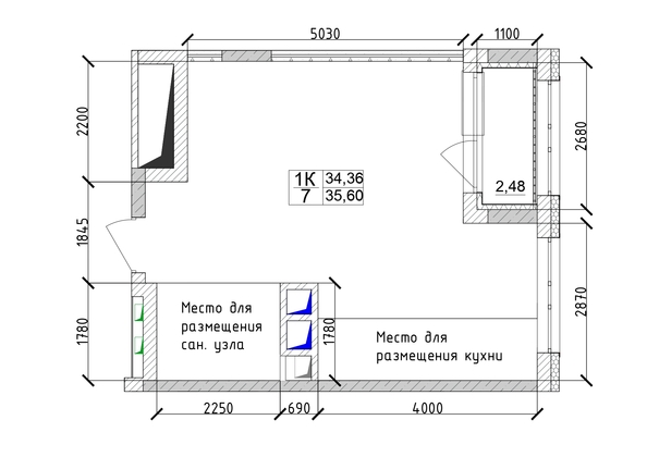 
   Продам 1-комнатную, 35.6 м², 7 высот, дом 6а

. Фото 5.