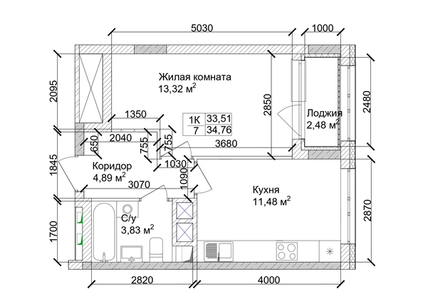 
   Продам 1-комнатную, 35.48 м², 7 высот, дом 9

. Фото 2.