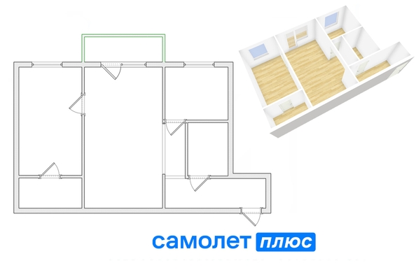 
  Продается 2-комн. квартира, 46.3 м², Ленина пр-кт, д. 96
. Фото 2.