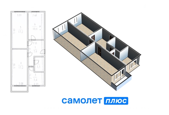 
   Продам 3-комнатную, 61.8 м², Строителей б-р, 32

. Фото 2.