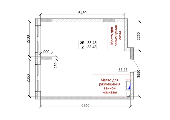 
   Продам 2-комнатную, 38.48 м², 7 высот, дом 9

. Фото 6.