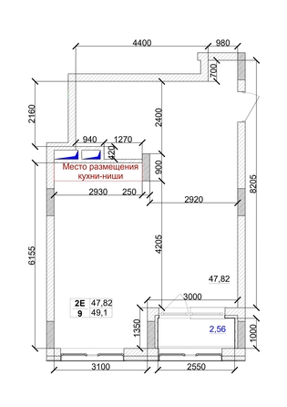 
   Продам 2-комнатную, 49.1 м², 7 высот, дом 9

. Фото 3.