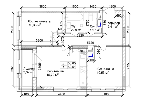 
   Продам 3-комнатную, 54.06 м², 7 высот, дом 9

. Фото 2.