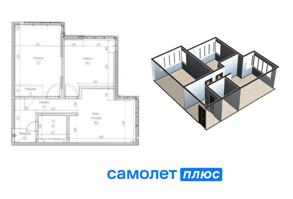 
   Продам 3-комнатную, 65 м², Мичурина ул, 58к2

. Фото 2.