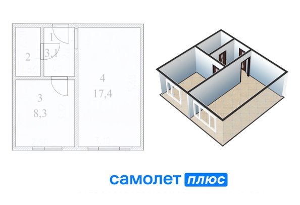 
   Продам 2-комнатную, 30.7 м², Пролетарская ул, 26

. Фото 1.