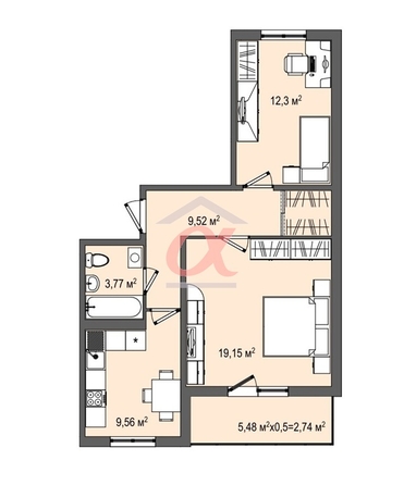 
   Продам 2-комнатную, 57 м², Космическая ул, 4 Б

. Фото 8.