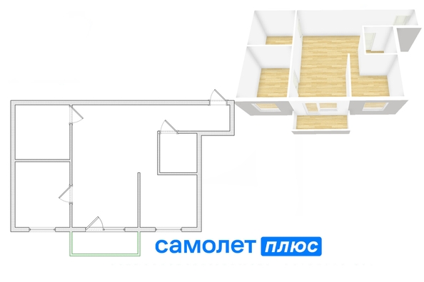 
  Продается 2-комн. квартира, 44.8 м², Юрия Смирнова ул, д. 24
. Фото 2.