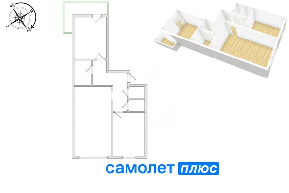 
  Продается 3-комн. квартира, 54.2 м², Шахтеров пр-кт, д. 60а
. Фото 26.