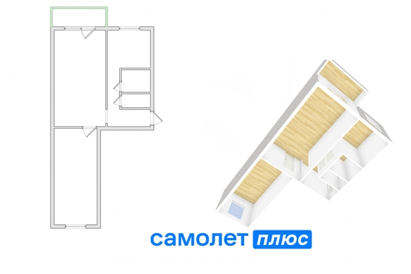 
  Продается 2-комн. квартира, 44.7 м², Центральная ул, д. 23
. Фото 2.