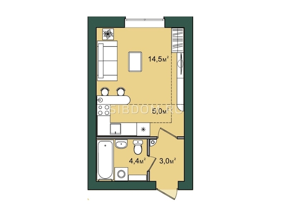 
  Продается 1-комн. квартира, 27.1 м², ЖК Подсолнухи
. Фото 1.
