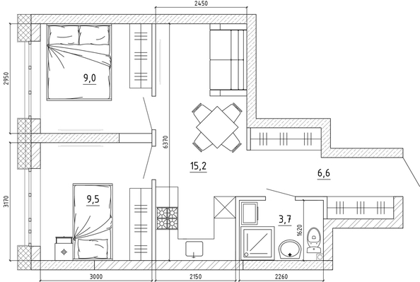 
  Продается 2-комн. квартира, 44.3 м², ЖК Уютный квартал, дом 1
. Фото 3.