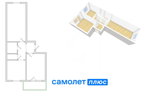 
  Продается 2-комн. квартира, 45.9 м², Рекордный пер, д. 5
. Фото 2.