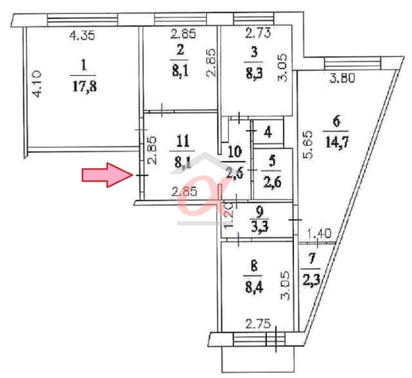 
  Продается 4-комн. квартира, 78 м², Комсомольский пр-кт, д. 63
. Фото 37.
