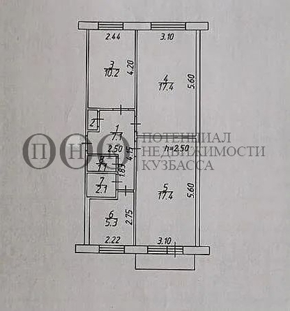 
  Продается 3-комн. квартира, 62 м², Октябрьский пр-кт, д. 60
. Фото 1.