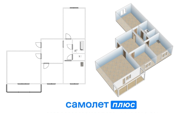 
  Продается 3-комн. квартира, 62.3 м², Институтская ул, д. 26
. Фото 2.