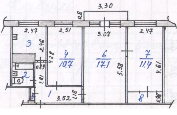
  Продается 3-комн. квартира 56.7 м². Фото 22.