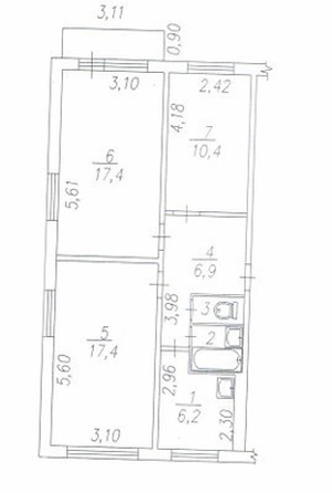 
  Продается 3-комн. квартира 62 м². Фото 15.