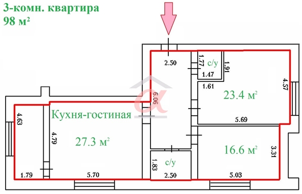 
  Продается 3-комн. квартира 98 м². Фото 25.