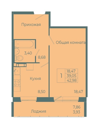 
  Продается 1-комн. квартира 39.1 м², в ЖК Весна, дом 2. Фото 23.