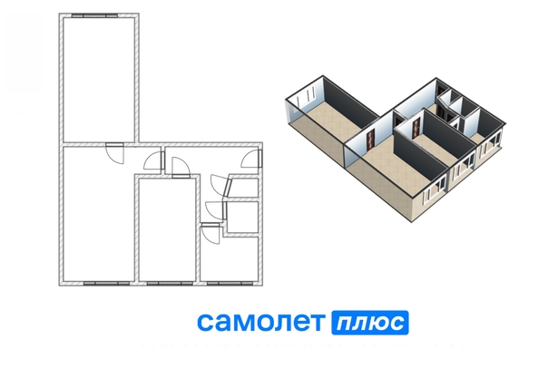 
  Продается 3-комн. квартира 58.9 м². Фото 2.