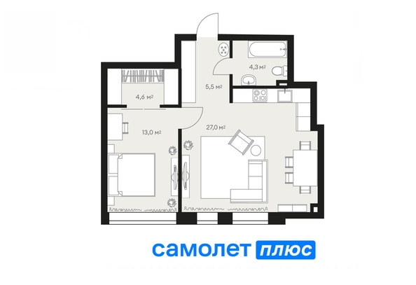 
  Продается 2-комн. квартира 55.8 м², в ЖК Южный, дом Ю-16. Фото 2.