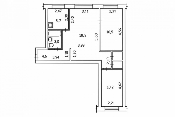 
  Продается 3-комн. квартира 57.3 м². Фото 14.