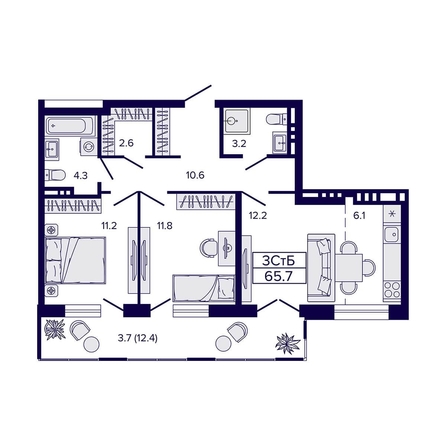 
   Продам 3-комнатную, 65.7 м², Luna (Луна)

. Фото 1.