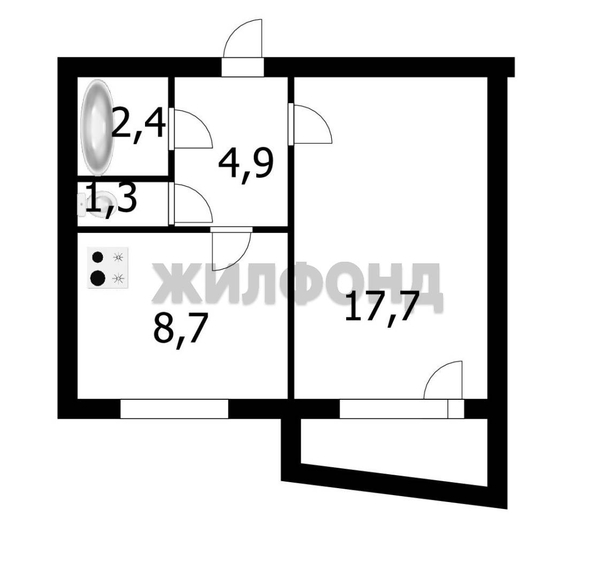 
   Продам 1-комнатную, 34.4 м², Ключ-Камышенское Плато ул, 17

. Фото 12.