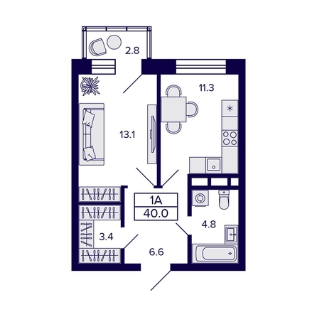 
  Продается 1-комн. квартира, 40 м², ЖК Citatum (Цитатум)
. Фото 1.