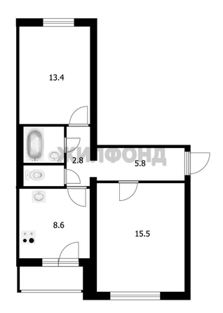 
   Продам 2-комнатную, 49.6 м², Вересаева ул, 1/1

. Фото 14.