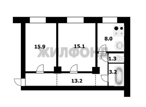 
   Продам 2-комнатную, 56.7 м², Сибиряков-Гвардейцев ул, 11

. Фото 3.