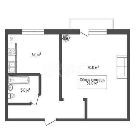 
  Продается 1-комн. квартира, 31 м², Калинина ул, д. 16
. Фото 3.
