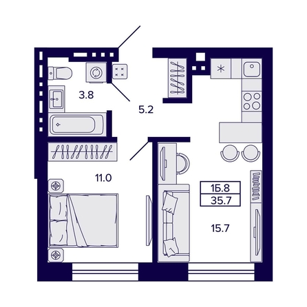 
  Продается 1-комн. квартира, 35.7 м², ЖК Сподвижники
. Фото 4.