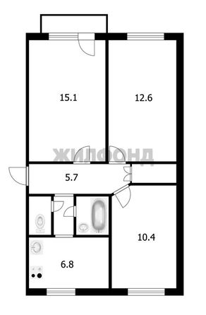 
  Продается 3-комн. квартира 57.7 м². Фото 2.