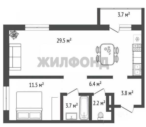 
  Продается 2-комн. квартира, 54.6 м², ЖК Квартал на Игарской, дом 1
. Фото 1.