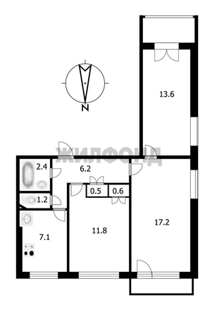 
  Продается 3-комн. квартира, 60.6 м², Невельского ул, д. 81
. Фото 11.