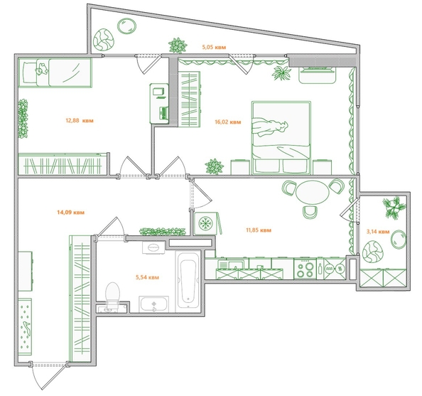 
  Продается 3-комн. квартира, 60 м², Дуси Ковальчук ул, д. 378б
. Фото 10.