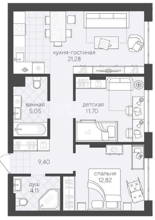 
  Продается 3-комн. квартира, 63.6 м², ЖК Скандиа. Новый Кедровый, дом 1
. Фото 2.