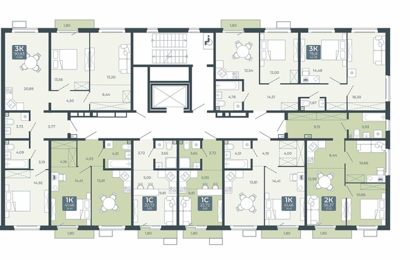 
  Продается 1-комн. квартира, 41.46 м², ЖК Дом в Мичуринском, корпус 2.2
. Фото 1.