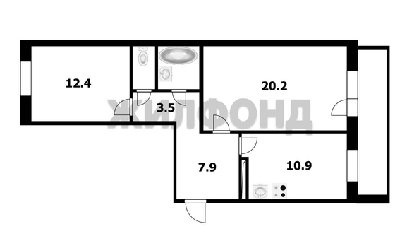 
  Продается 2-комн. квартира, 59.2 м², Петухова ул, д. 156
. Фото 9.