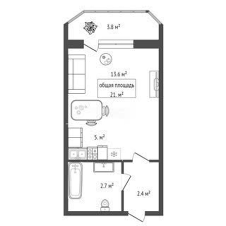 
  Сдается 1-комн. квартира, 18.93 м², Одоевского ул, д. 1/8
. Фото 15.