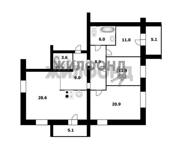 
  Продается 4-комн. квартира, 100.9 м², Костычева ул, д. 1
. Фото 26.