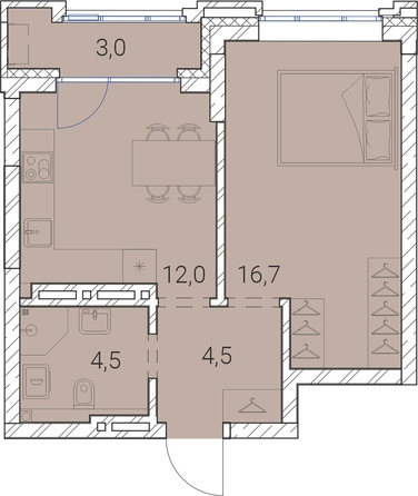 
  Продается 1-комн. квартира, 40.7 м², ЖК Тайм Сквер
. Фото 19.