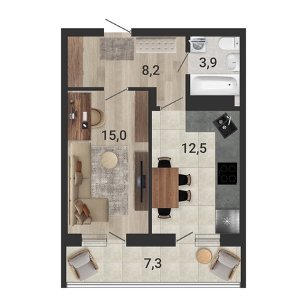 
  Продается 1-комн. квартира, 41.4 м², ЖК Тетрис, корпус 2
. Фото 1.