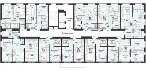 
  Продается 3-комн. квартира, 74.6 м², ЖК Одоевский, дом 1
. Фото 1.