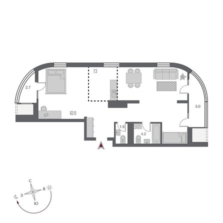 
  Продается студия 82.3 м², в ЖК Беринг, дом 2. Фото 1.